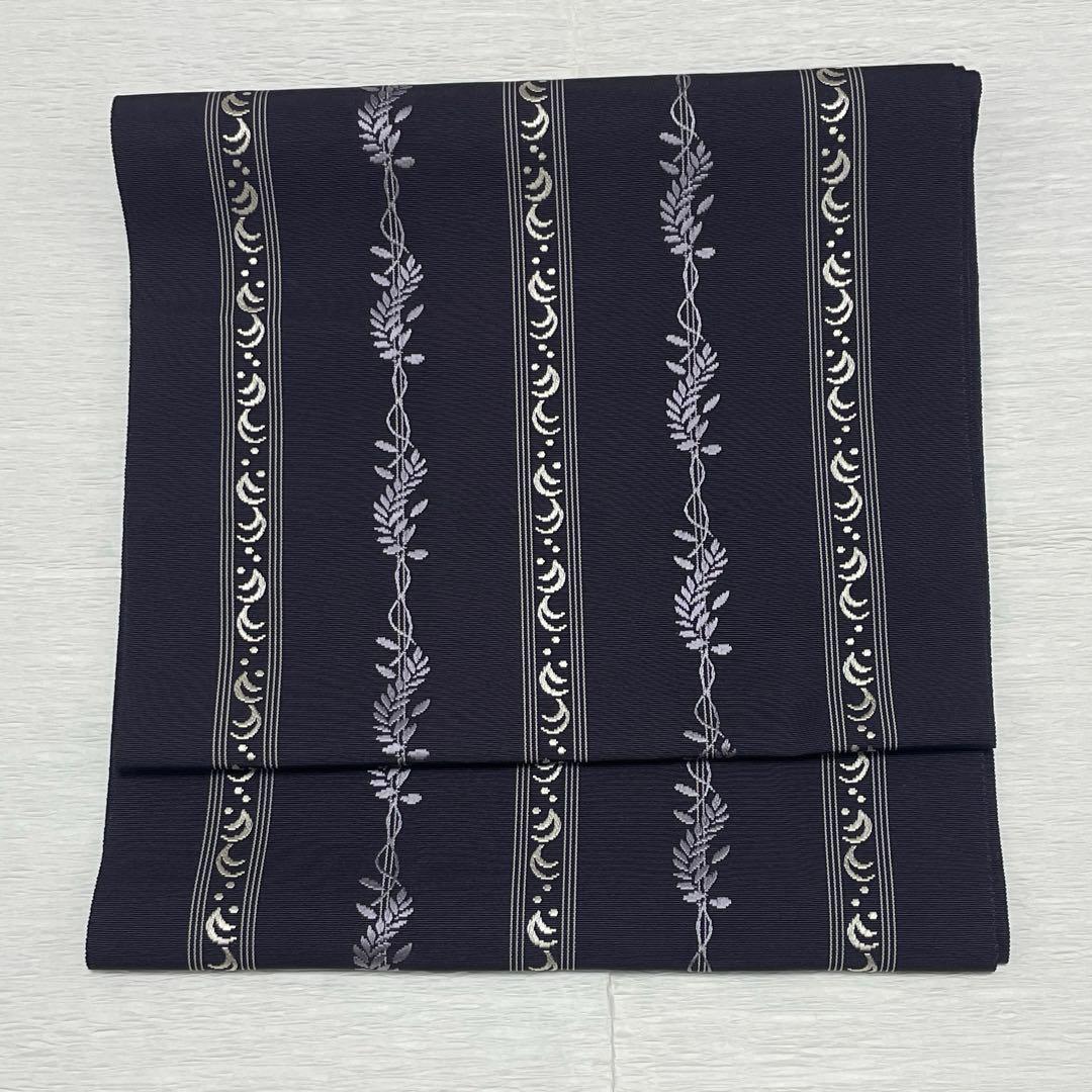 博多帯　八寸名古屋帯　368cm 紫系