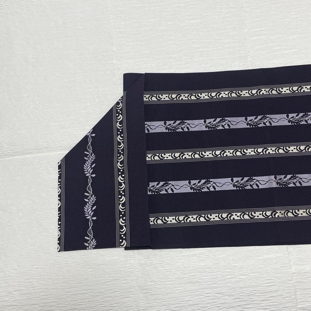 博多帯　八寸名古屋帯　368cm 紫系