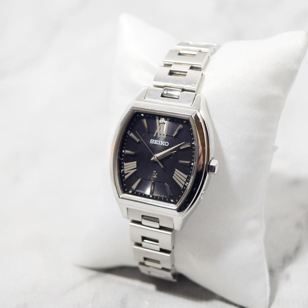 [美品 箱付] SEIKO セイコー ルキア レディース 電波ソーラー 黒/銀