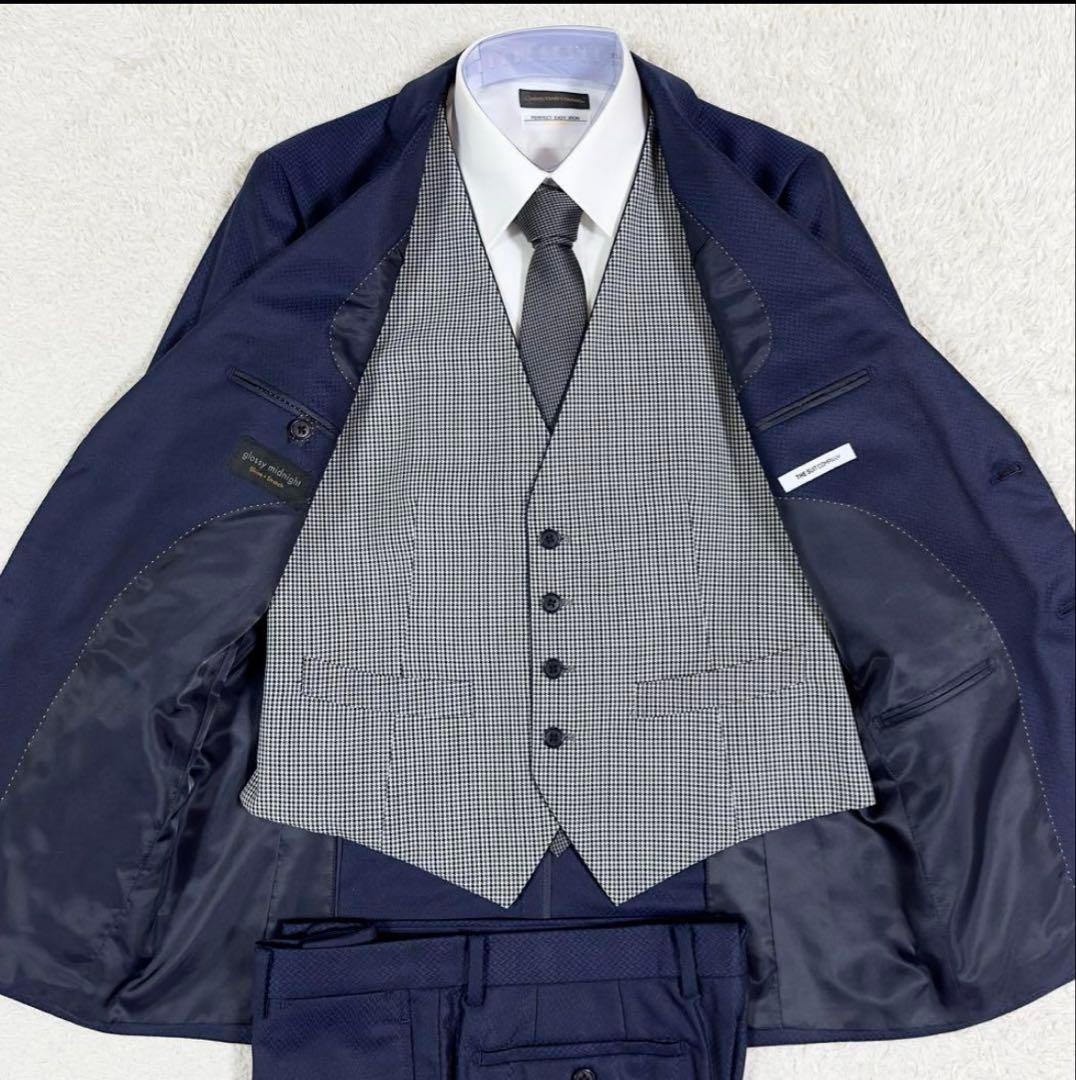 スーツカンパニー スリーピース セットアップスーツ リバーシブル 紺 M