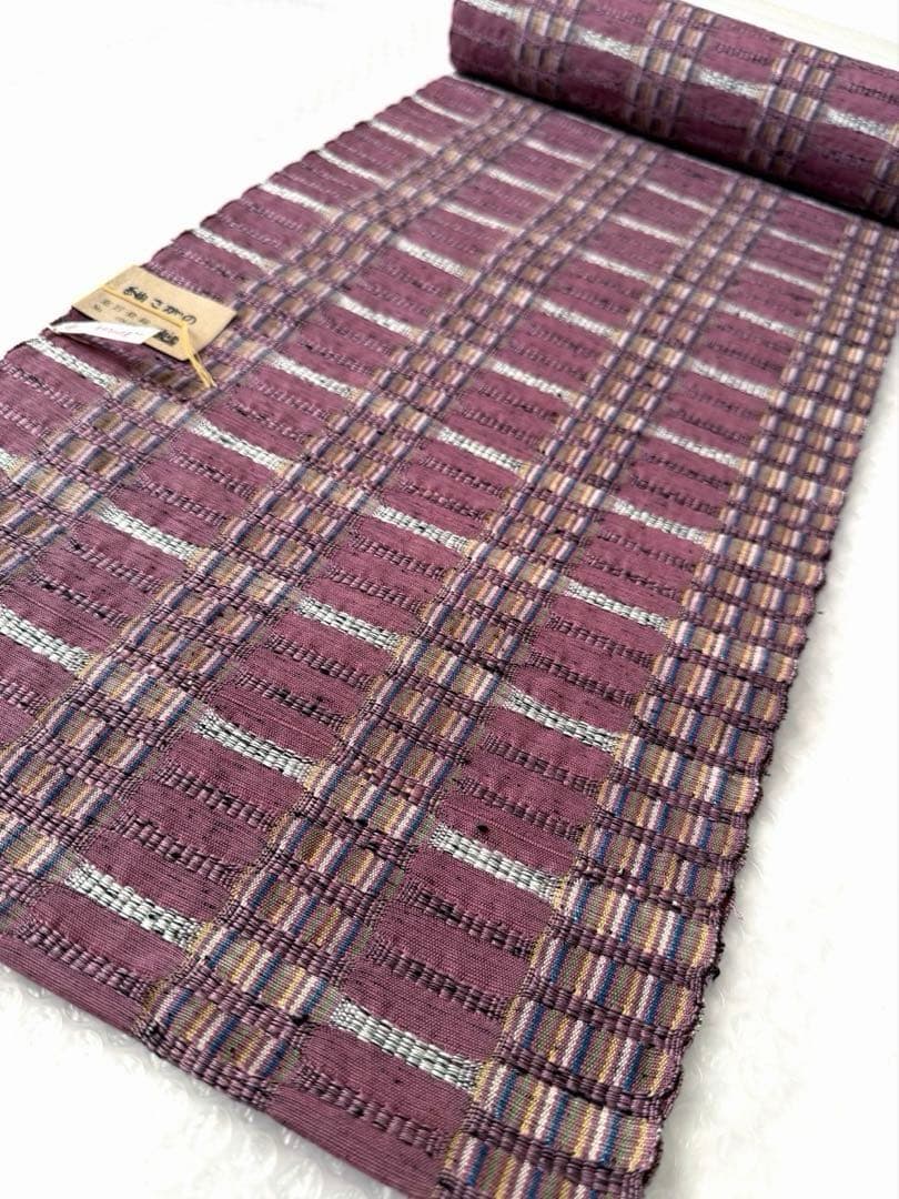 N36 未使用 紬さがの 米沢織 紬 名古屋帯 反物