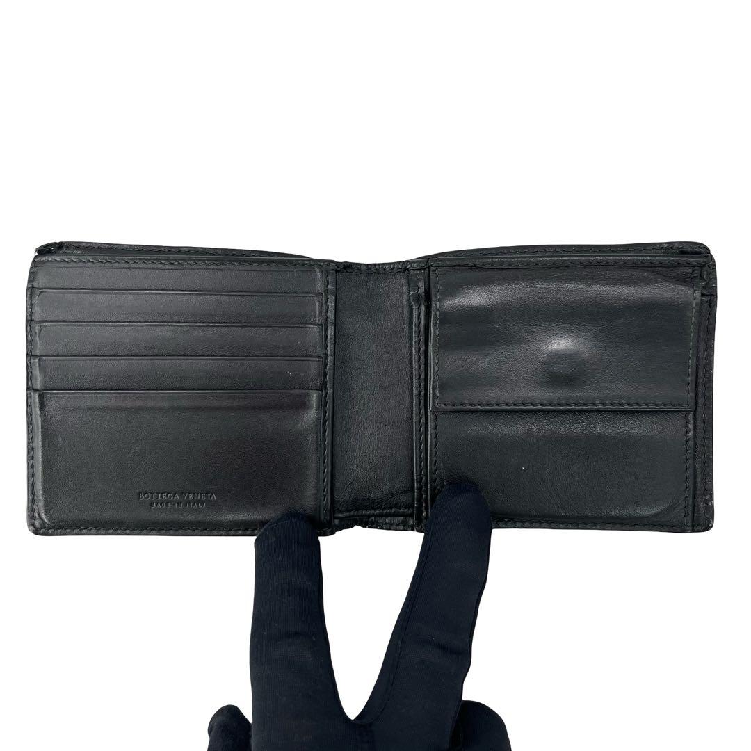 希少✨ボッテガヴェネタ 二つ折り財布 イントレチャート ブラック レザー