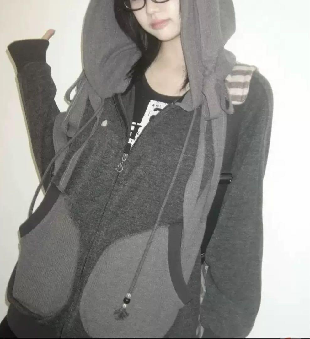 Coyseio フード付き パーカー　グレー