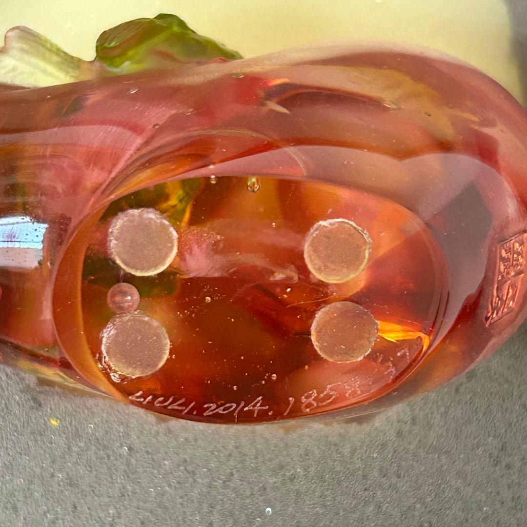 琉璃工房 LIULI カササギ ハート型 ガラス工芸 置物 オブジェ 恋愛運