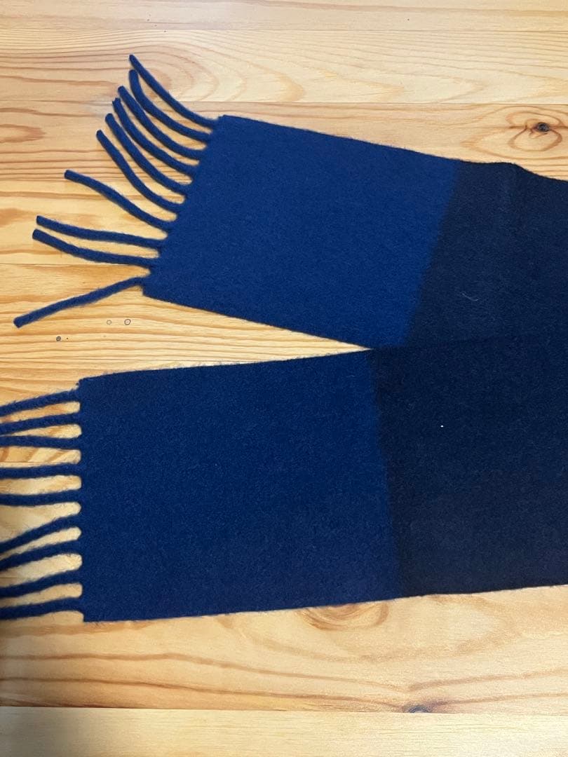 HERMES エルメス ネイビー カシミヤ マフラー《イタリア製》