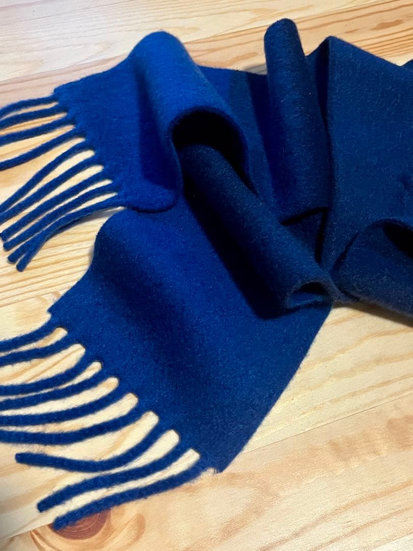 HERMES エルメス ネイビー カシミヤ マフラー《イタリア製》