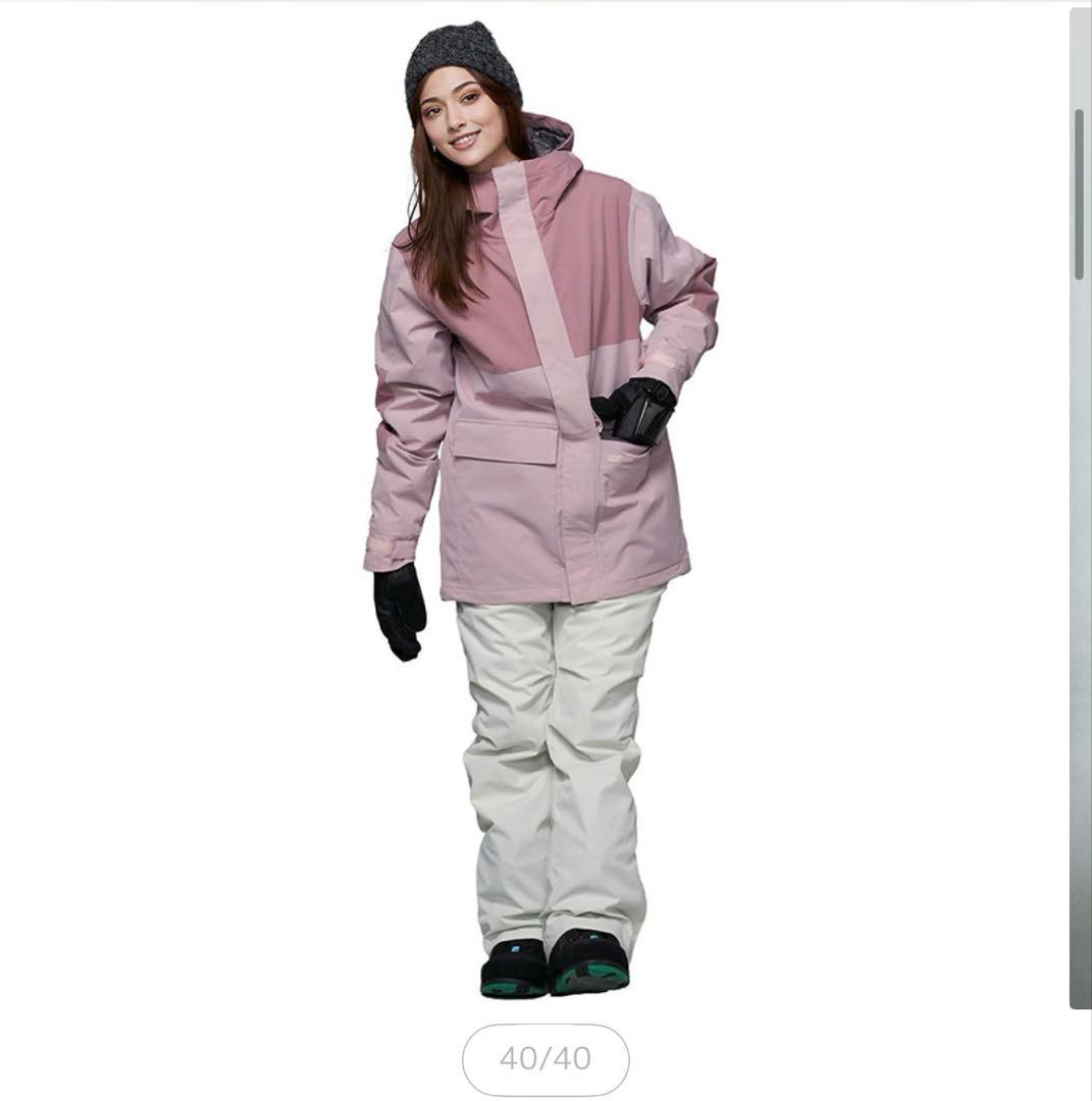 女性用スノーボードウェア 上下セット　ピンク ホワイト
