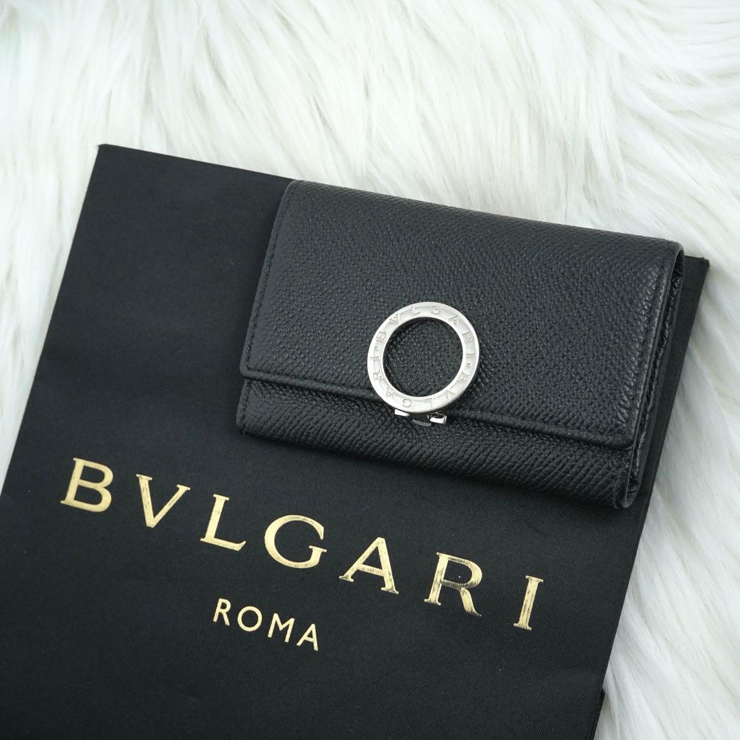 ほぼ未使用品　BVLGARI ブルガリ　キーケース　サークル金具　ブラック