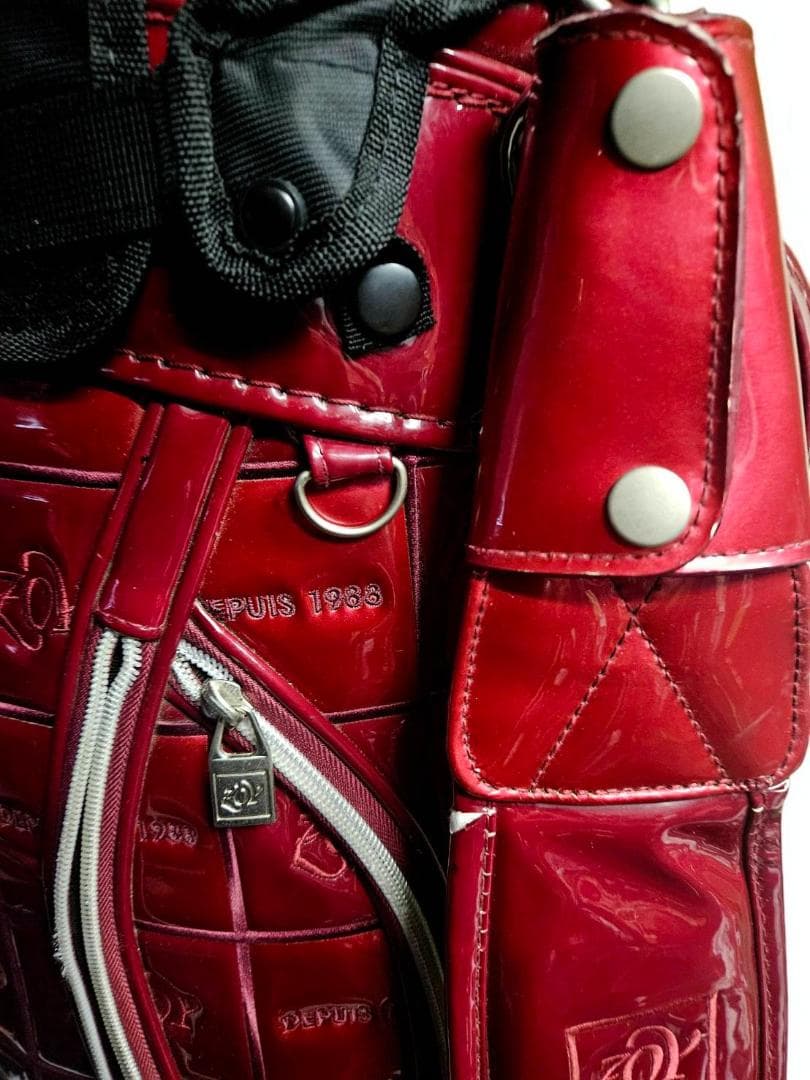 送料無料/美品　Zoy 高級エナメル大型・キャディバッグRED