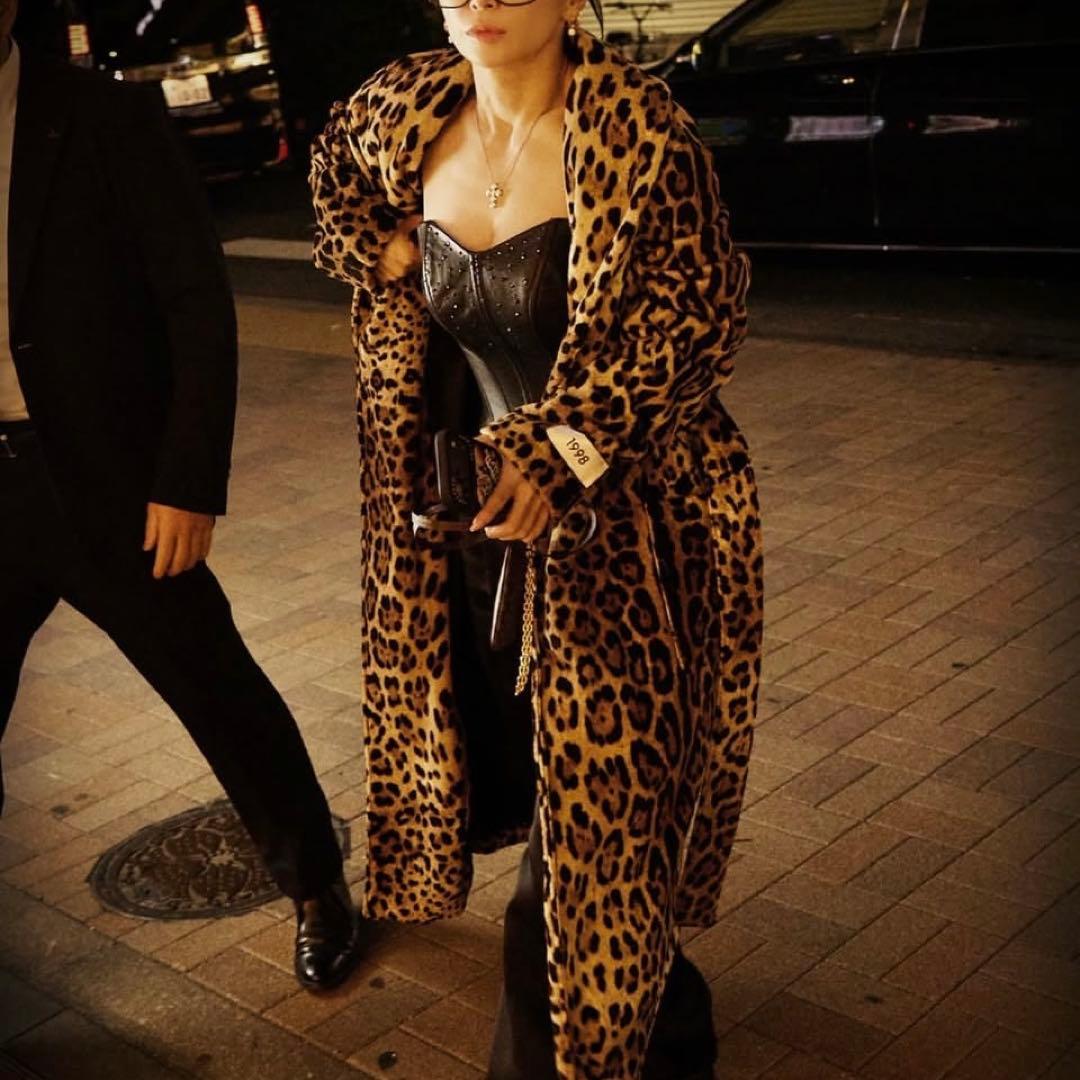 レア・ヴィンテージ・古着・ヒョウ柄・Ａライン・ロングコート。