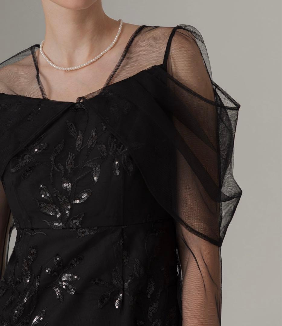 Leja チュールロングスリーブリーフIラインドレスワンピース