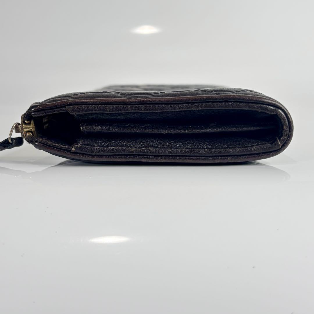 美品 GUCCI グッチ 長財布 L字 グッチシマ レザー ダークブラウン GG
