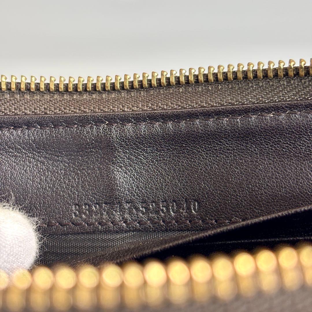 美品 GUCCI グッチ 長財布 L字 グッチシマ レザー ダークブラウン GG
