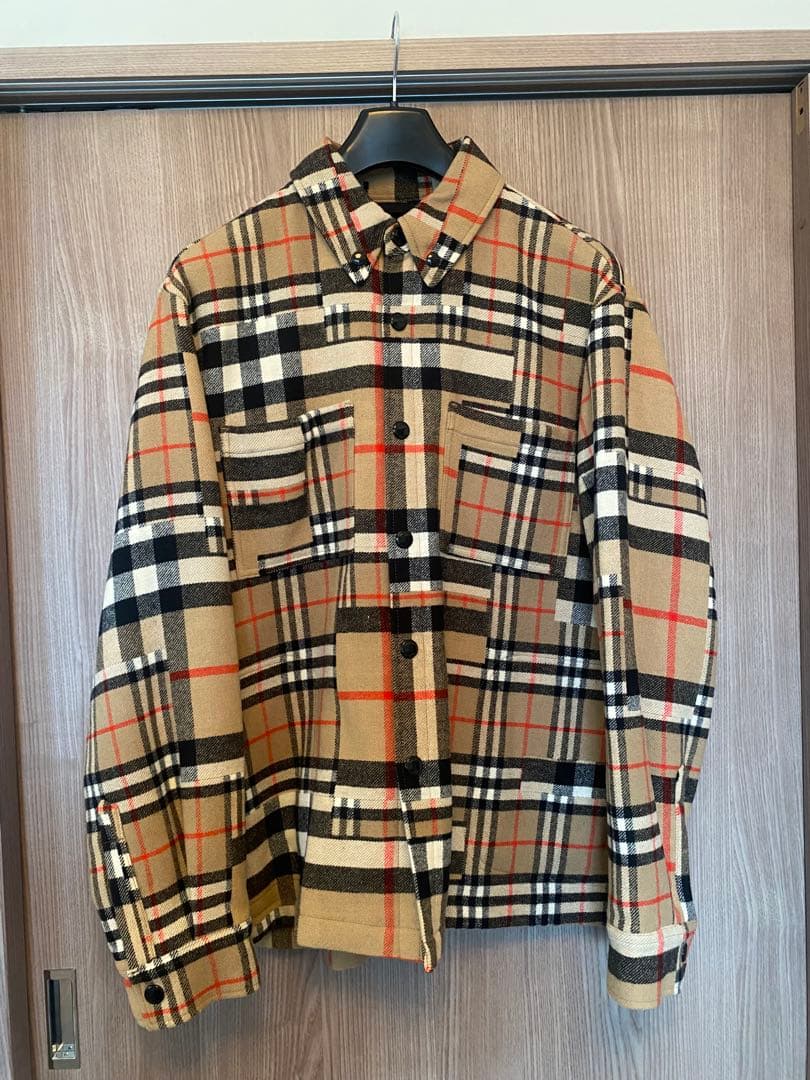 2022SS 極美品 現行 バーバリー パッチワーク チェックシャツ ジャケット
