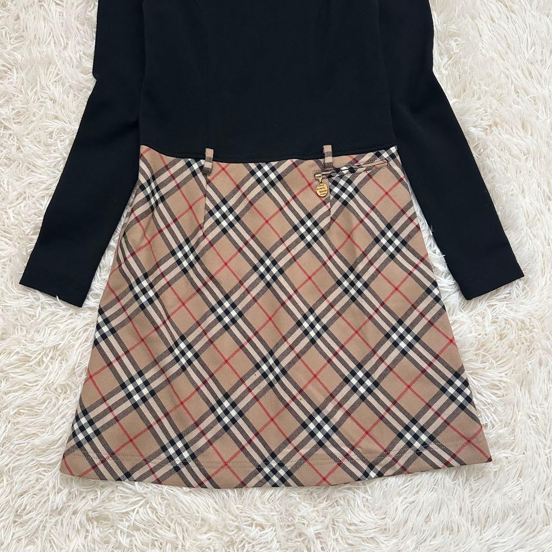 バーバリー ノバチェック ドッキングワンピース ロゴチャーム 黒 M