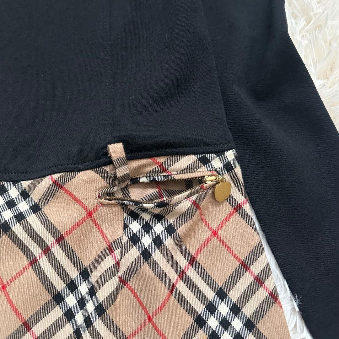 バーバリー ノバチェック ドッキングワンピース ロゴチャーム 黒 M