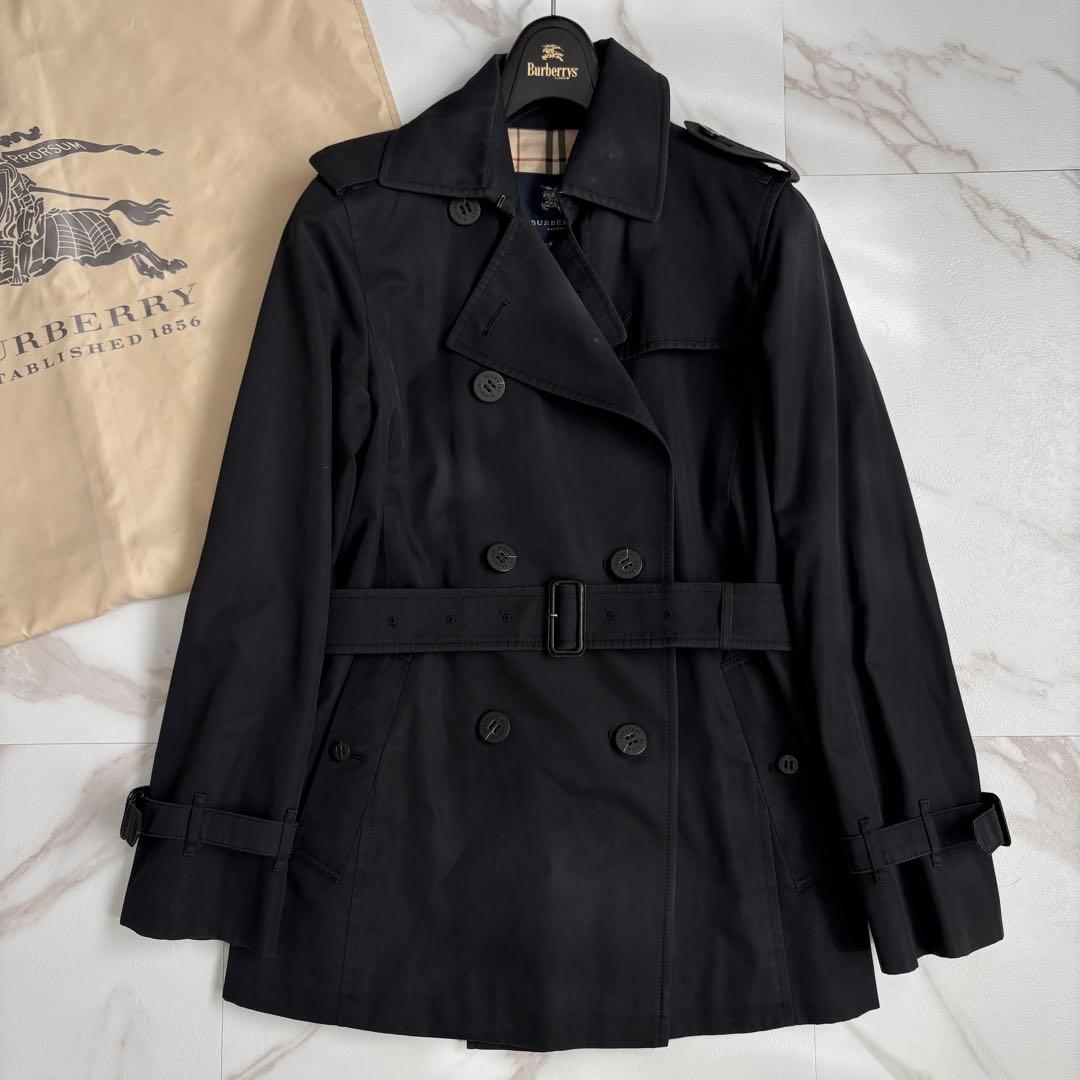 人気◆バーバリーロンドン ベルト付 トレンチコート ショート丈 9号 M