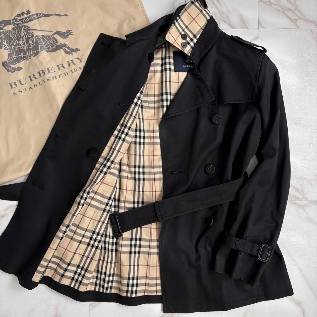 人気◆バーバリーロンドン ベルト付 トレンチコート ショート丈 9号 M