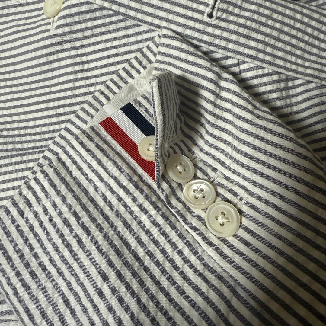 THOM BROWNE ストライプ シアサッカー半袖ジャケット サイズ00