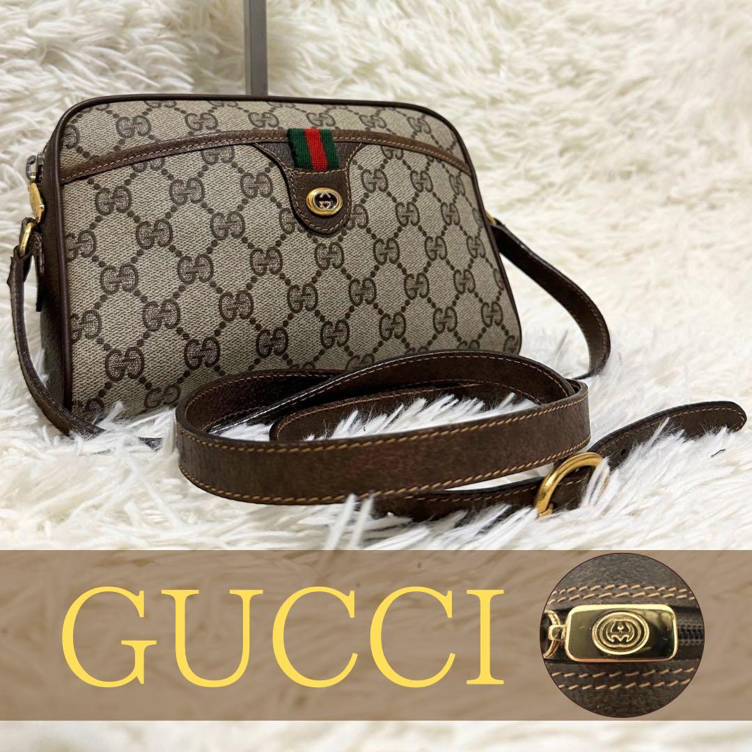 値下げ オールドグッチ GG 金具 レザー ショルダーバッグ シェリーライン