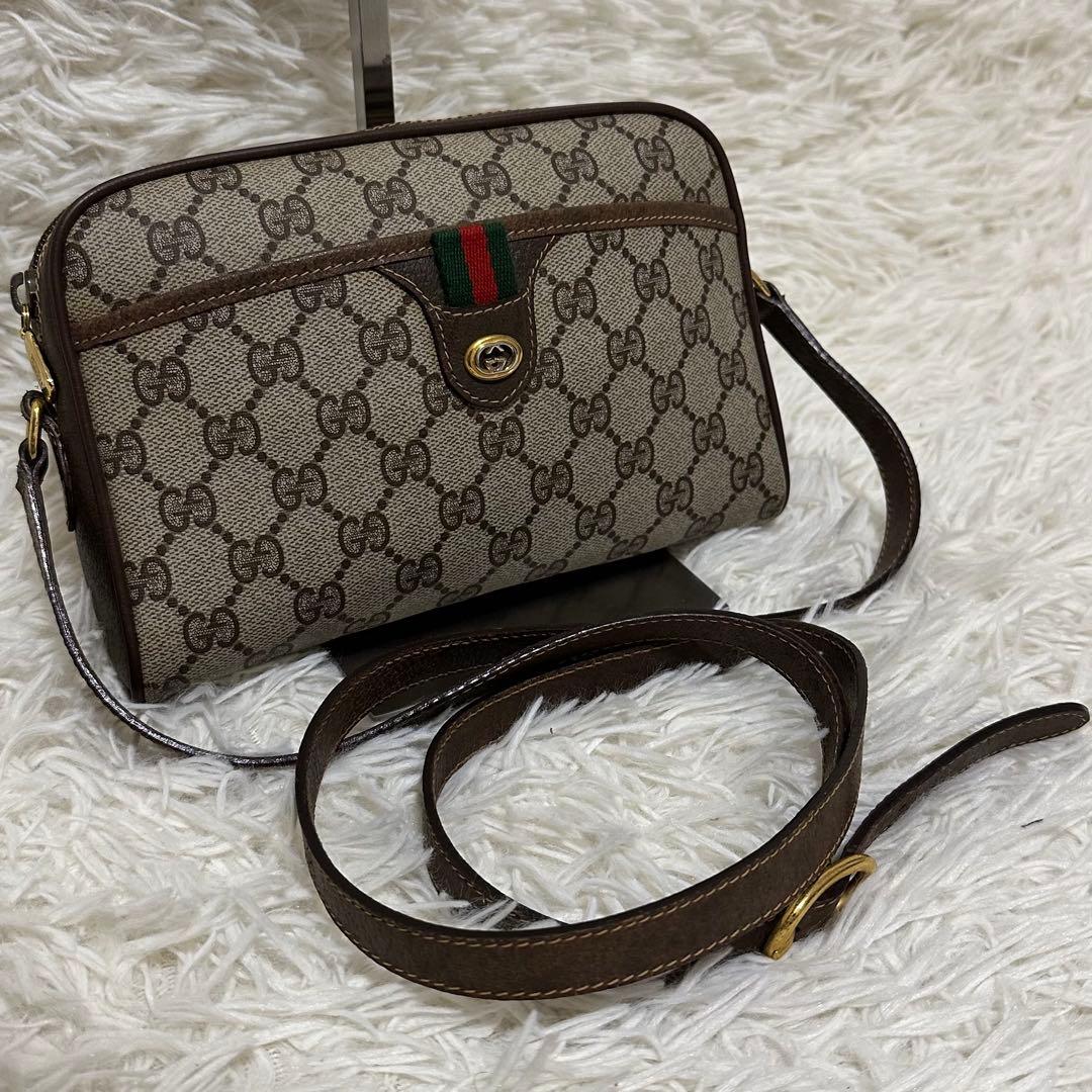 値下げ オールドグッチ GG 金具 レザー ショルダーバッグ シェリーライン