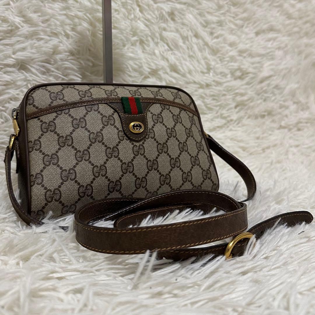 値下げ オールドグッチ GG 金具 レザー ショルダーバッグ シェリーライン