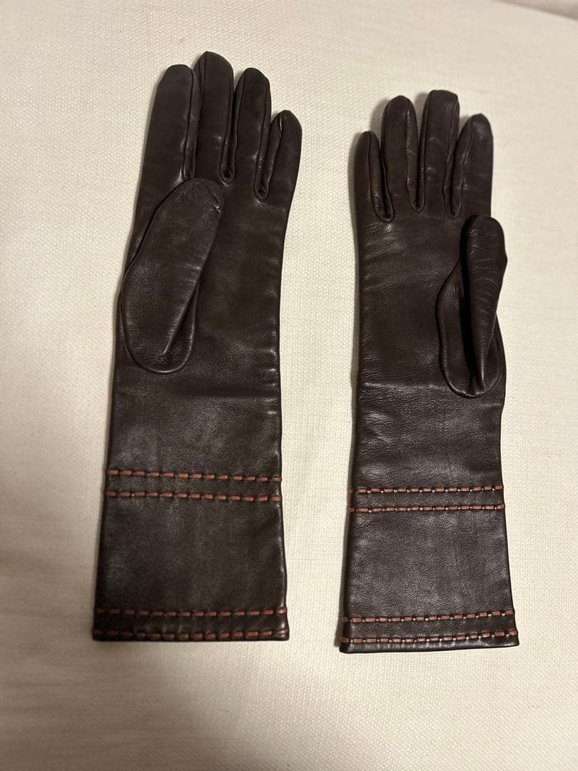 HERMES ラムスキン 手袋 サイズ7 ダークブラウン