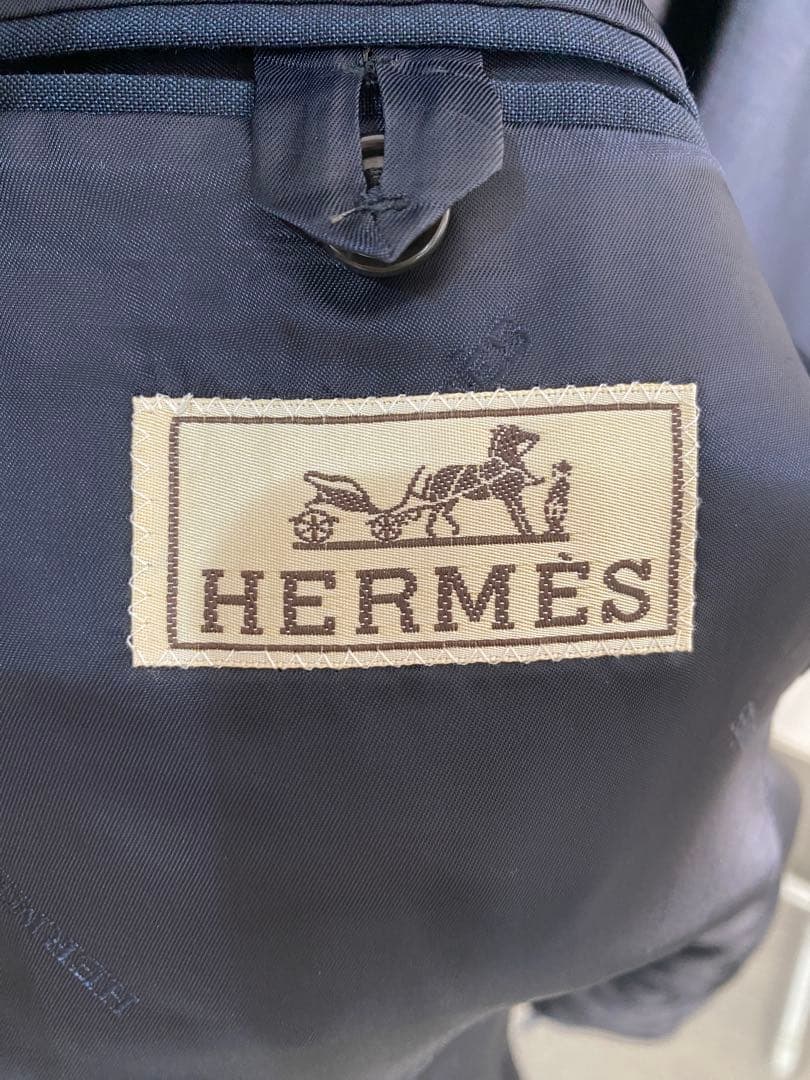 HERMES Archive スーツ　モヘヤ　ネイビー 48
