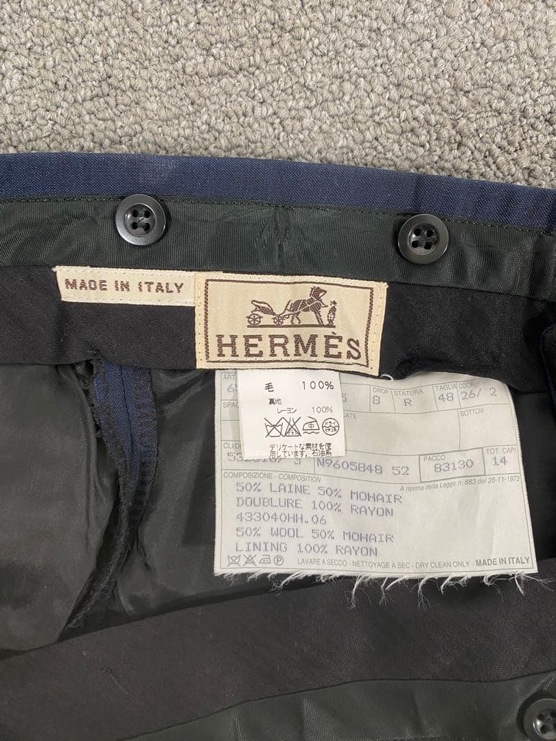 HERMES Archive スーツ　モヘヤ　ネイビー 48