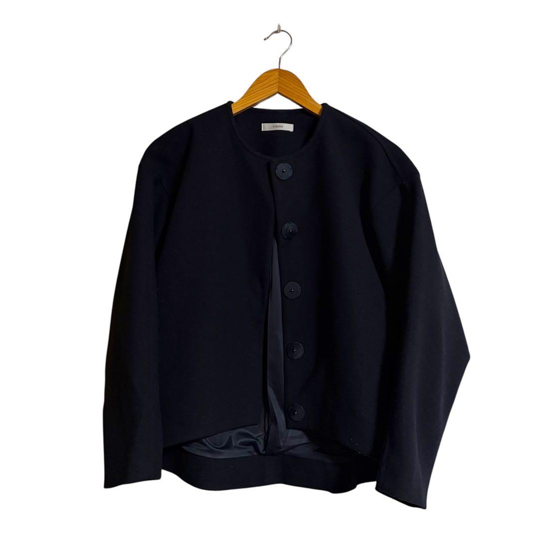 【美品】VIRINA ヴィリーナ メイシージャケット ノーカラージャケット　S