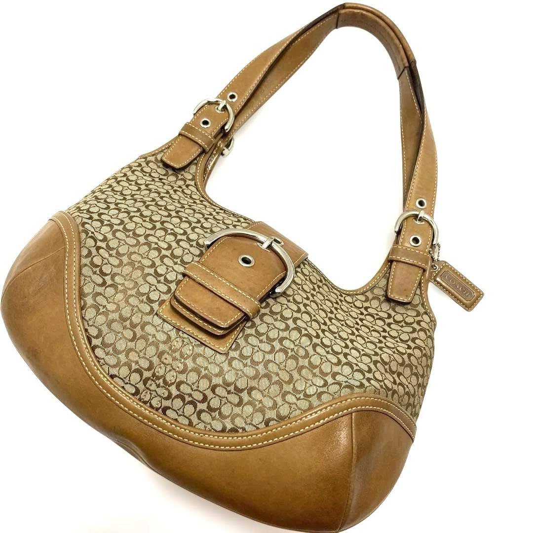 コーチ COACH ショルダーバッグ 7074 ミニシグネチャー　ベージュ　茶