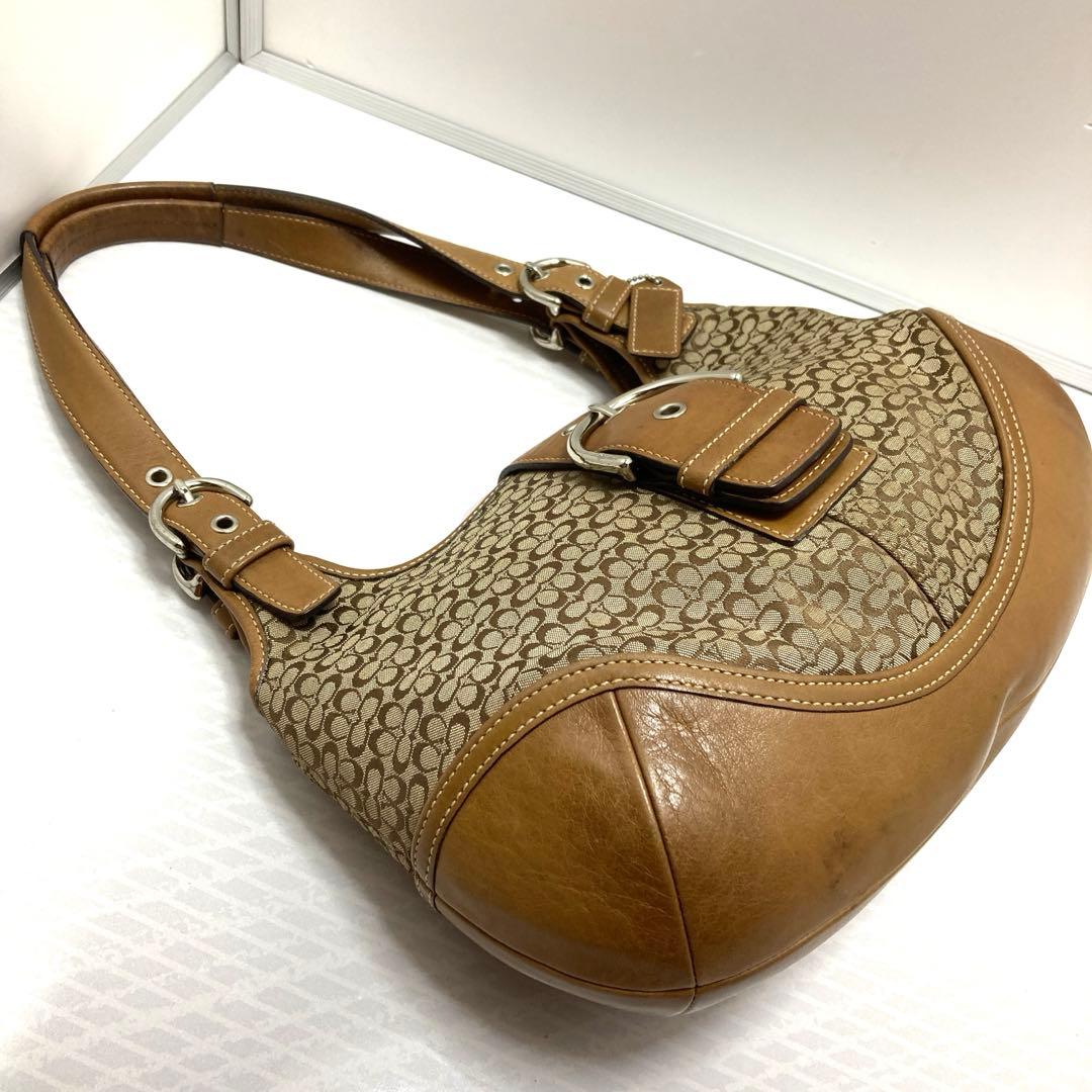 コーチ COACH ショルダーバッグ 7074 ミニシグネチャー　ベージュ　茶