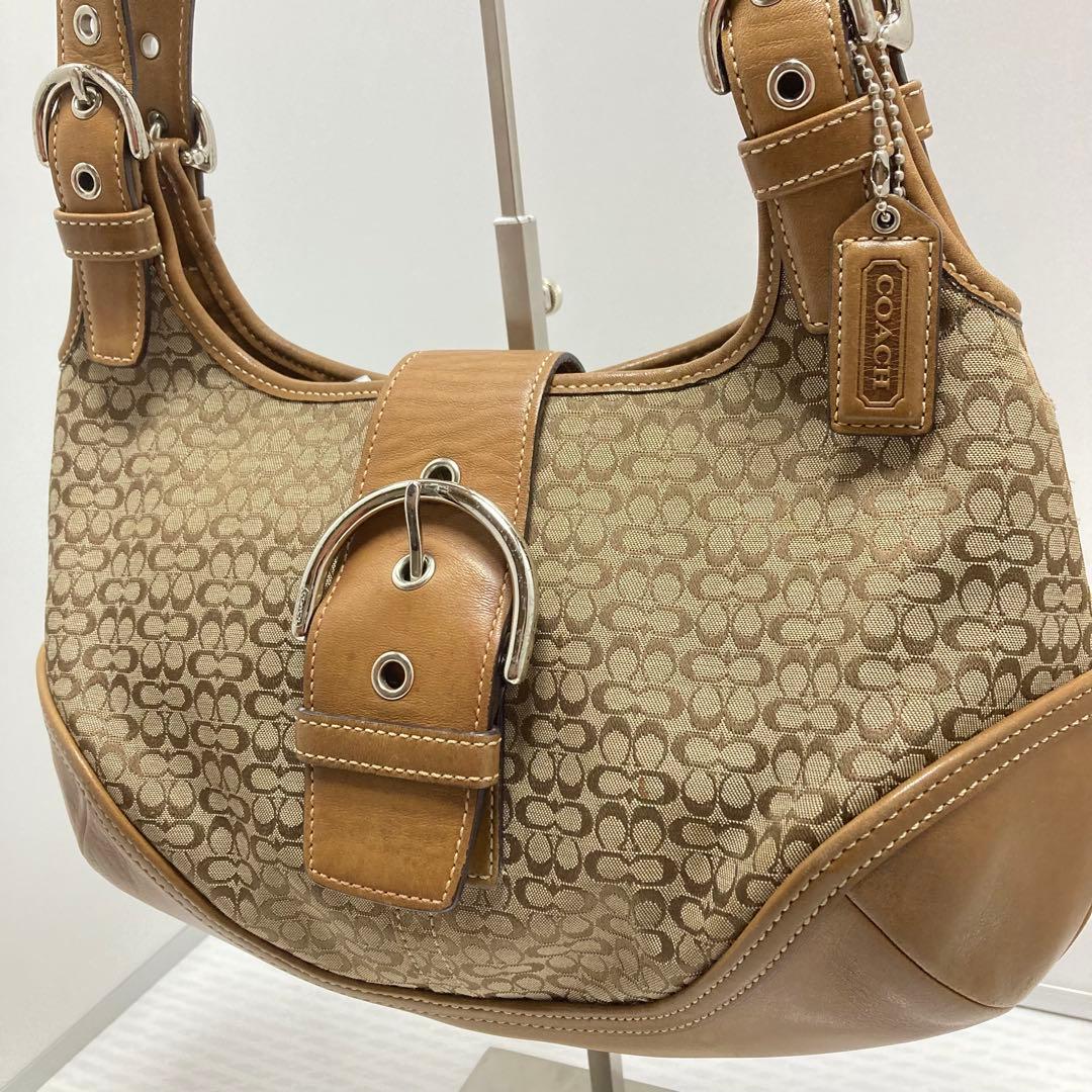 コーチ COACH ショルダーバッグ 7074 ミニシグネチャー　ベージュ　茶