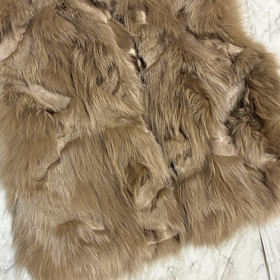 フォックスファー 毛皮 リアルファー ボリューム フード ジレ ベスト