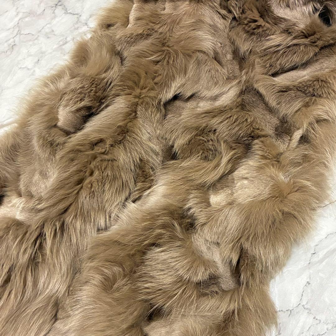 フォックスファー 毛皮 リアルファー ボリューム フード ジレ ベスト