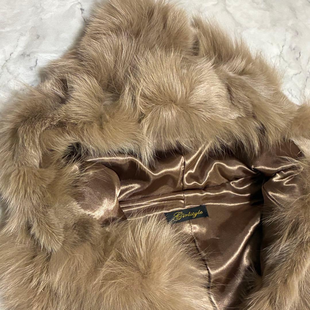フォックスファー 毛皮 リアルファー ボリューム フード ジレ ベスト