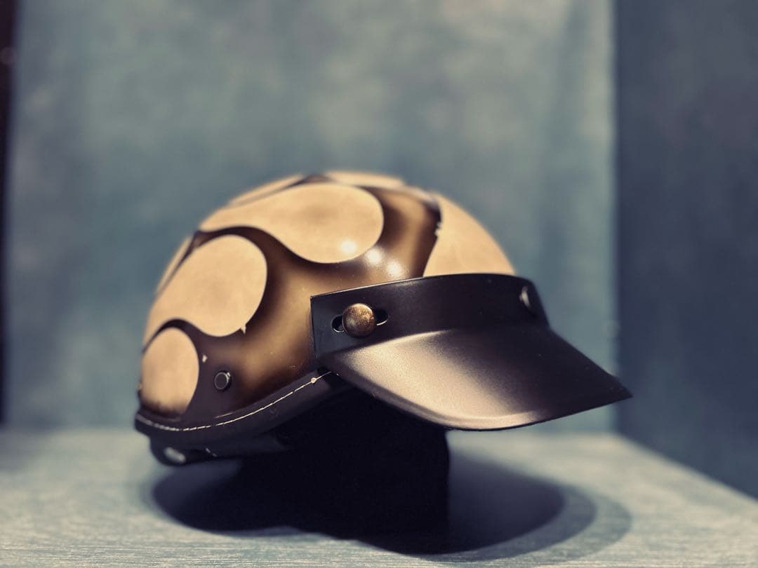 ポリスヘルメット　新品　エイジング加工　ハーレー　チョッパー　ポリヘル