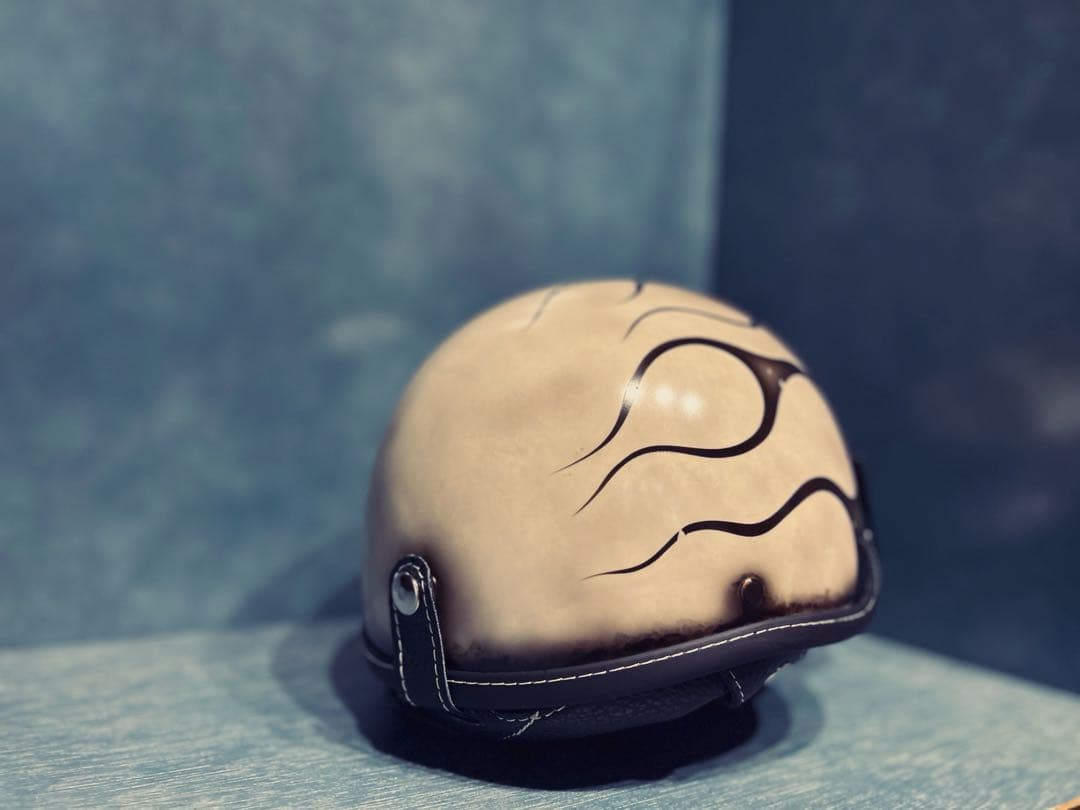 ポリスヘルメット　新品　エイジング加工　ハーレー　チョッパー　ポリヘル