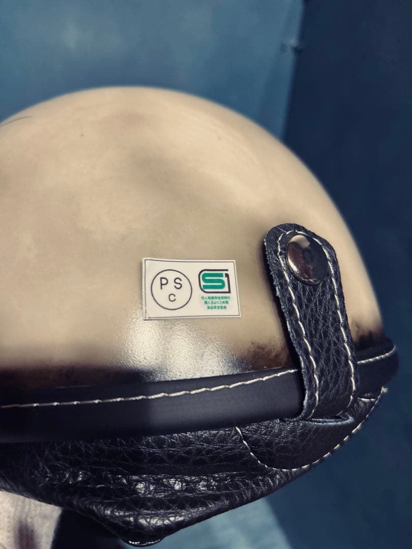 ポリスヘルメット　新品　エイジング加工　ハーレー　チョッパー　ポリヘル