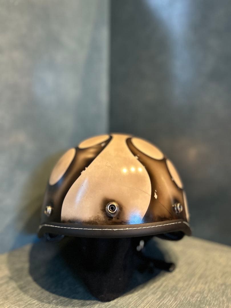 ポリスヘルメット　新品　エイジング加工　ハーレー　チョッパー　ポリヘル