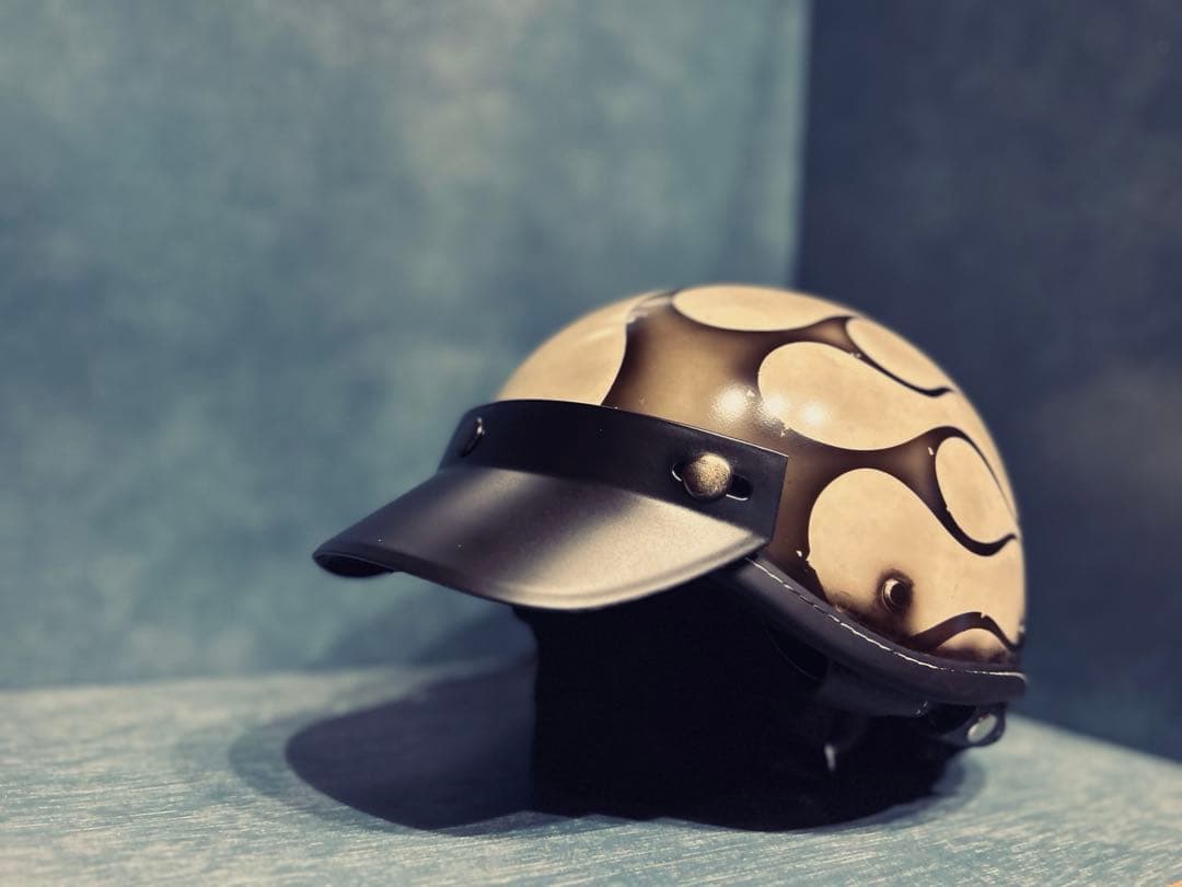 ポリスヘルメット　新品　エイジング加工　ハーレー　チョッパー　ポリヘル