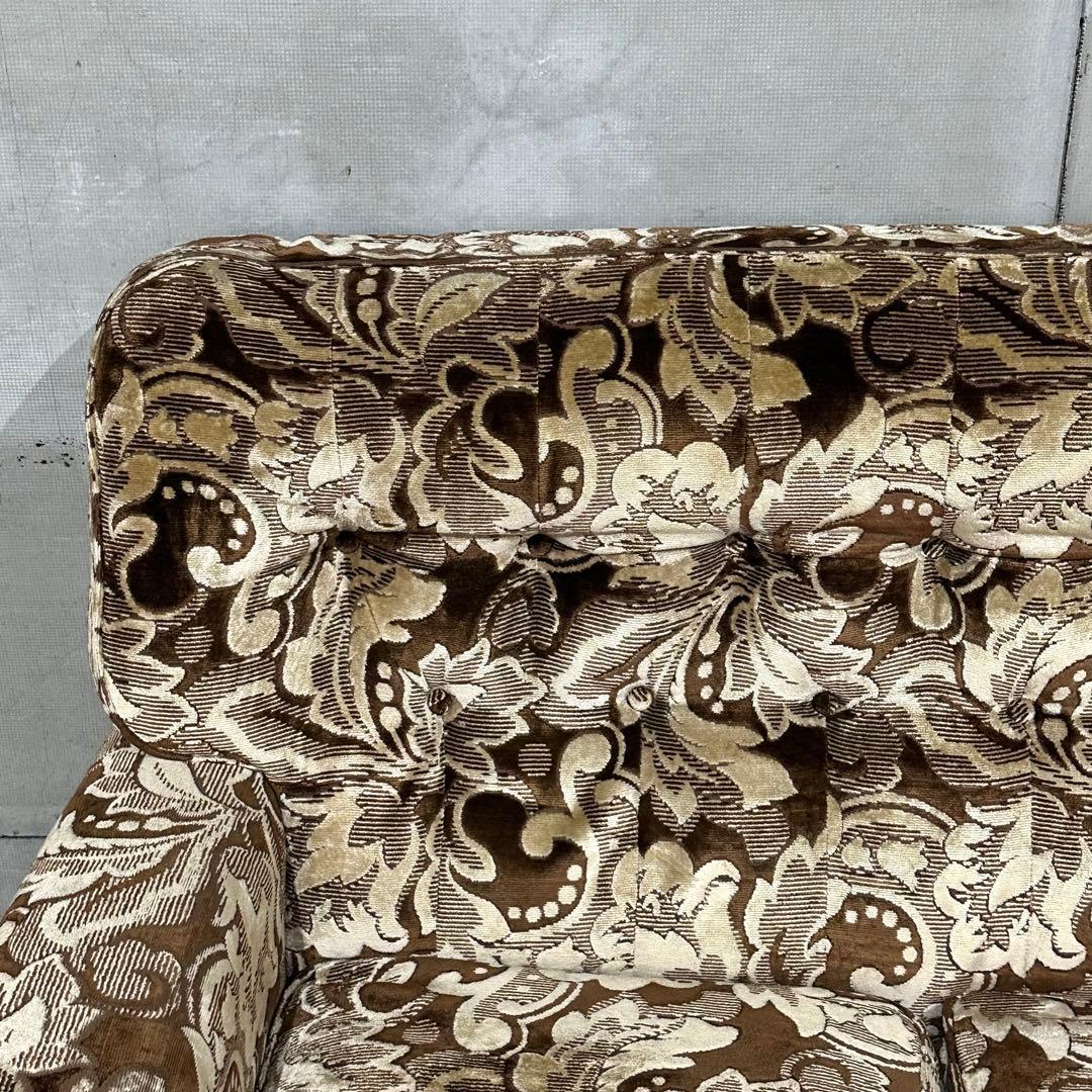 ✿70s✿ 昭和レトロ ヴィンテージ 3人掛けソファ 金華山 ×木製肘