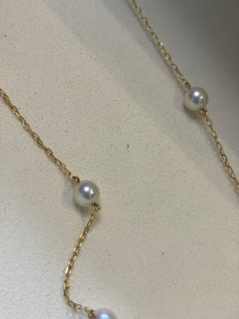週末お値下げMIKIMOTO ステーションネックレスイエローゴールドk18 9粒