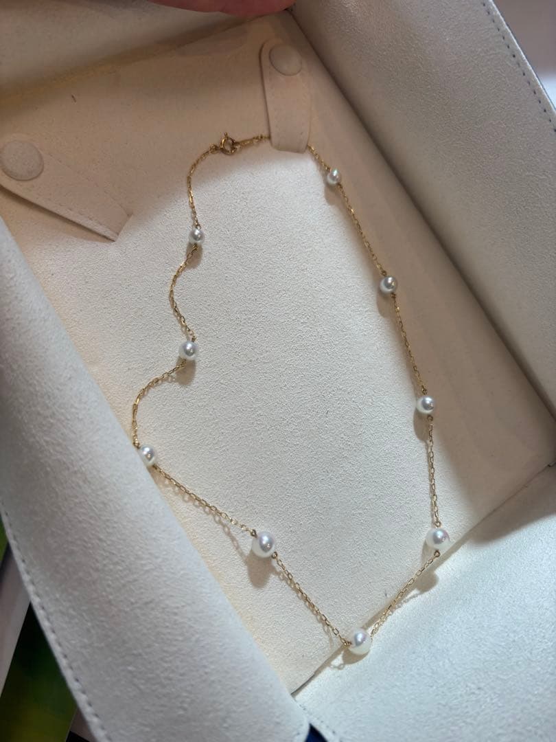 週末お値下げMIKIMOTO ステーションネックレスイエローゴールドk18 9粒