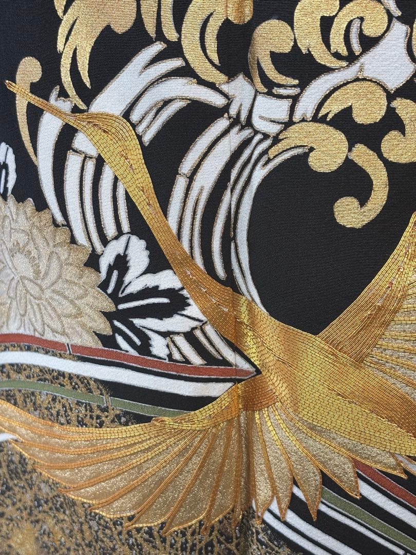 正絹豪華黒留袖6点フルセット 留袖　袋帯　帯締め帯揚げ　長襦袢　末広