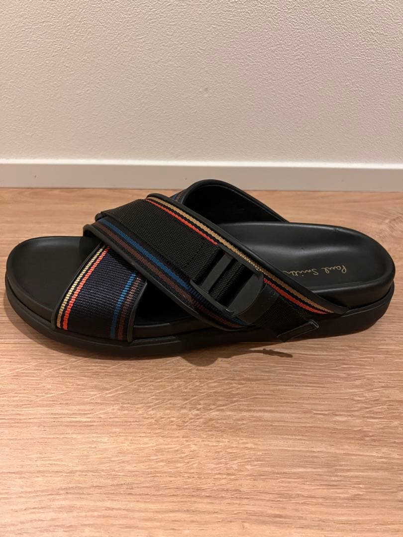 Paul Smith クロスストラップサンダル ブラック/マルチカラー