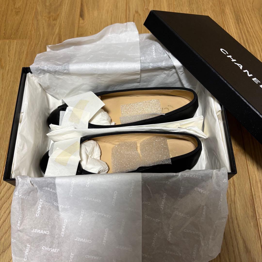 美品 CHANEL シャネル バレリーナ フラットシューズ バレエシューズ