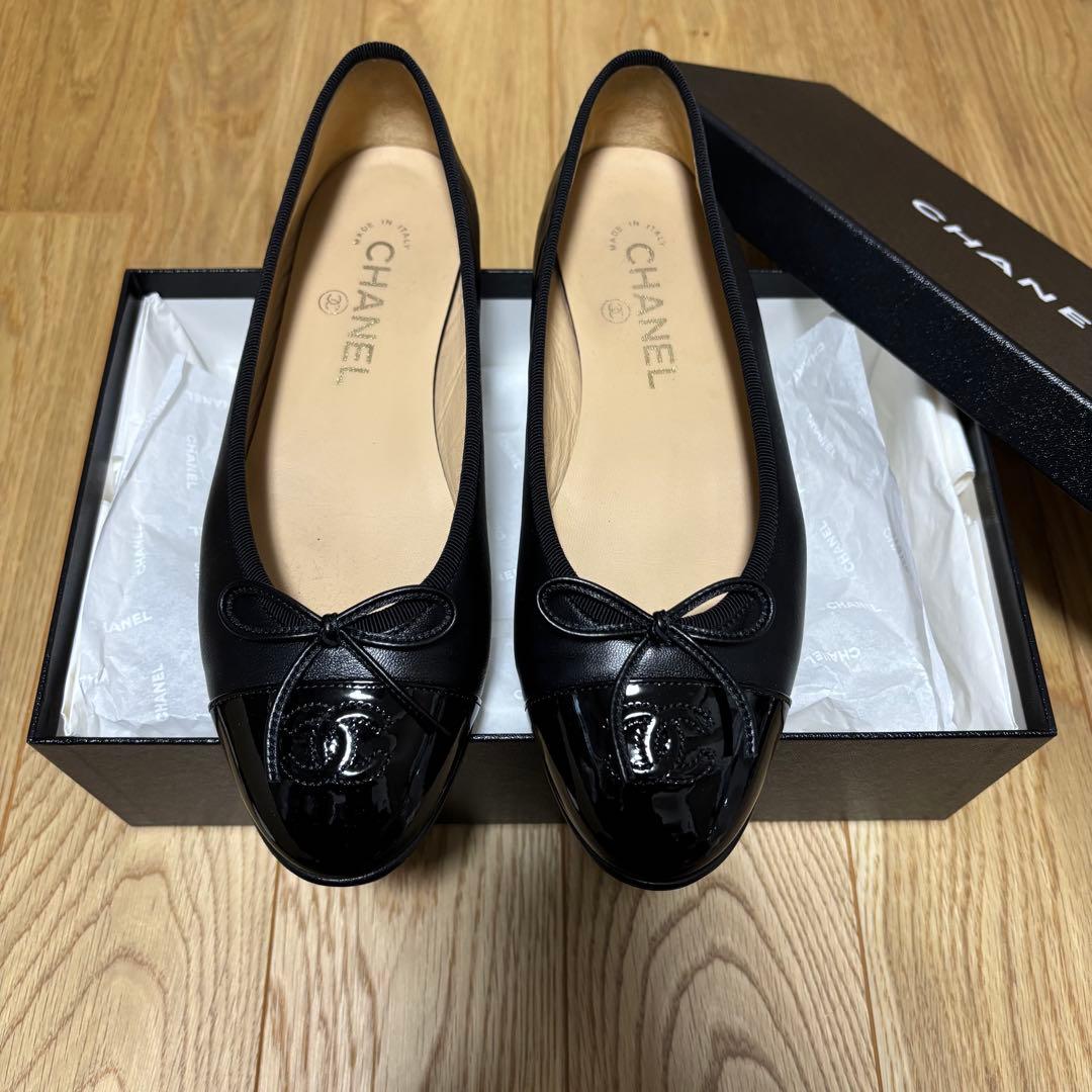 美品 CHANEL シャネル バレリーナ フラットシューズ バレエシューズ