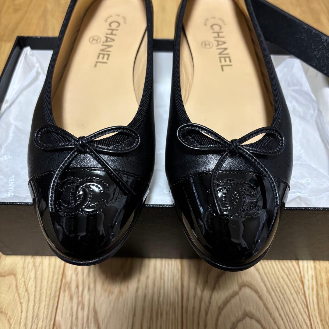 美品 CHANEL シャネル バレリーナ フラットシューズ バレエシューズ