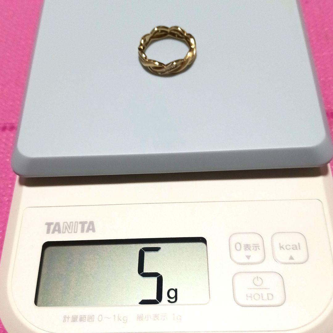 金K18 ツイストデザイン、ダイヤ入りフルエタ二テ－リング２０号、約５g位！